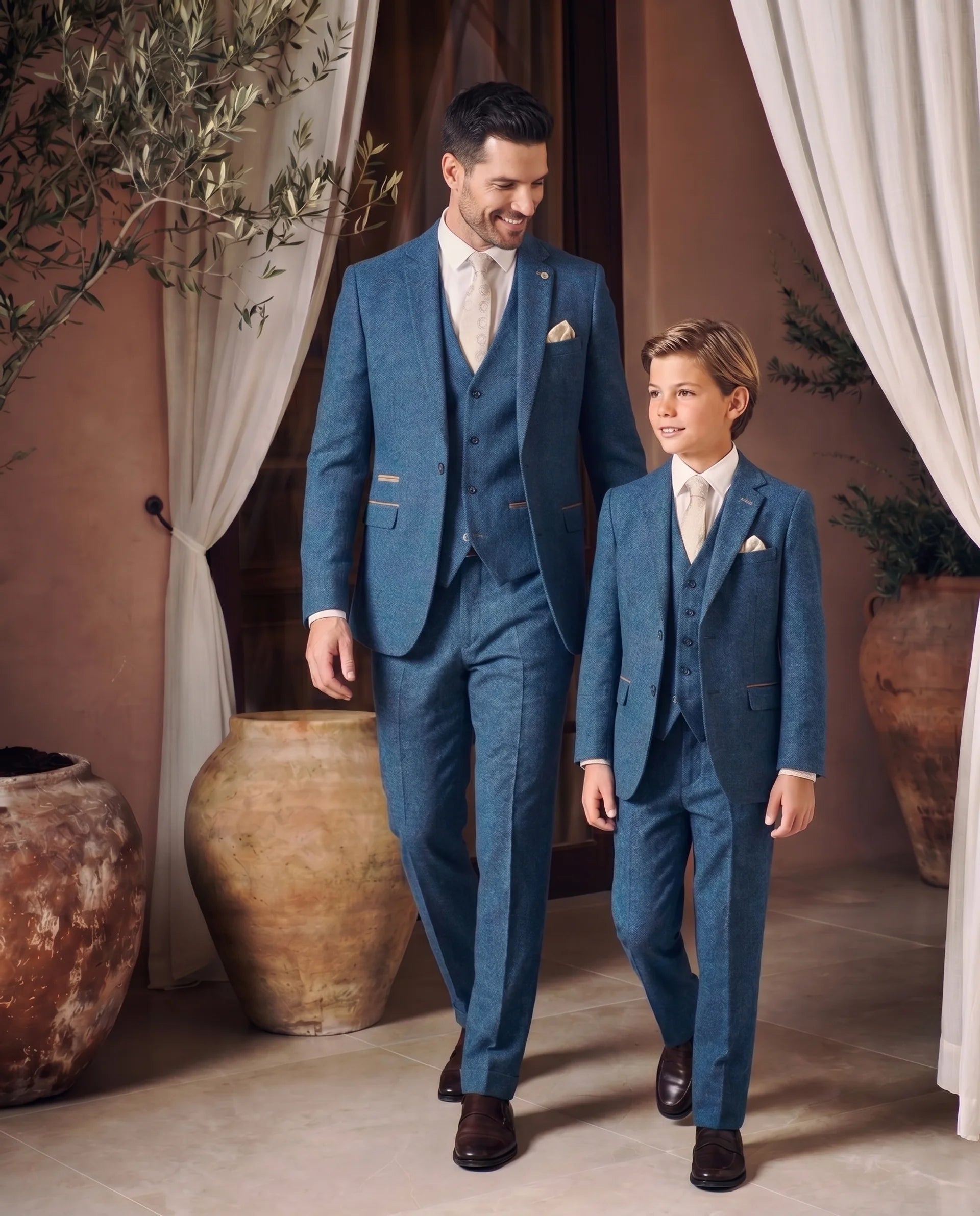Father & Son - DION Blue Tweed Check Suit