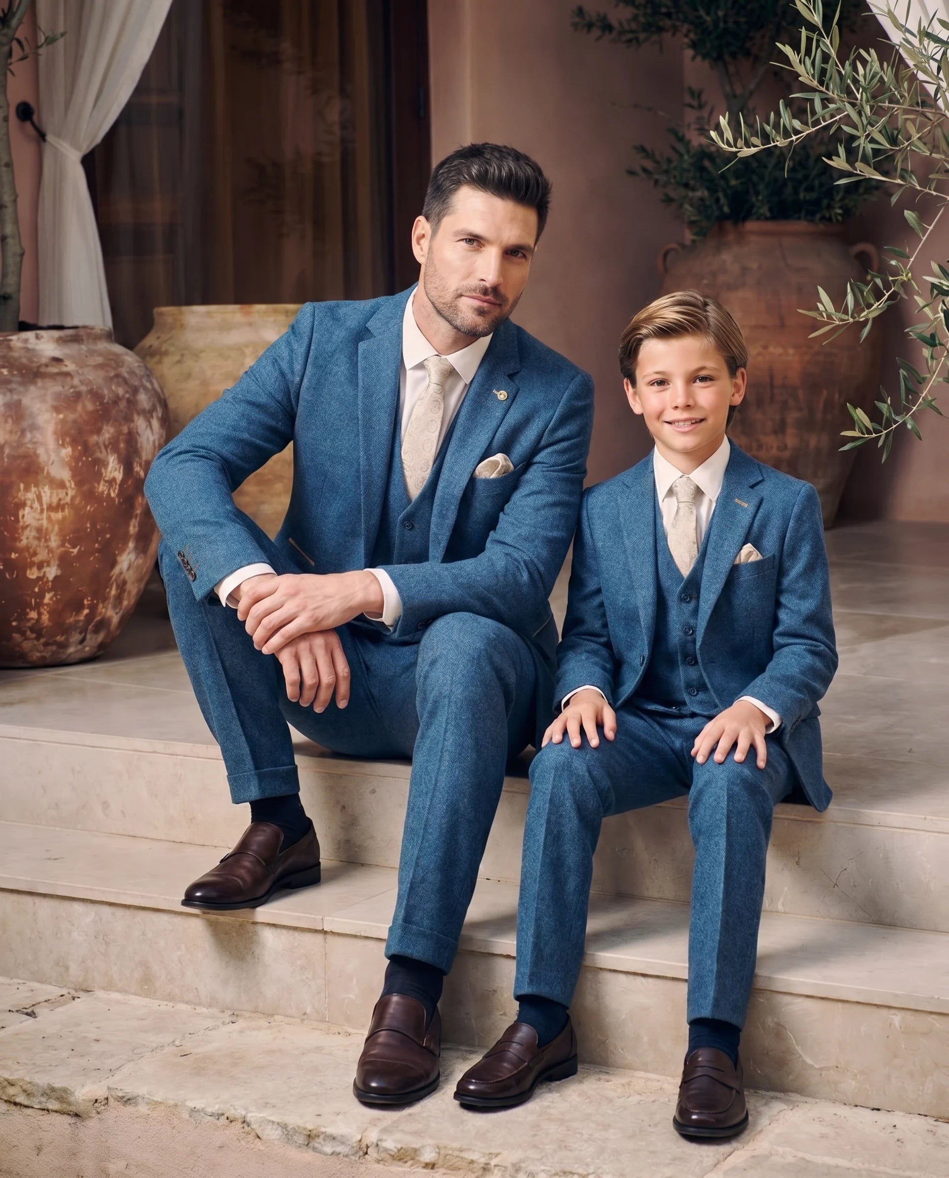Father & Son - DION Blue Tweed Check Suit