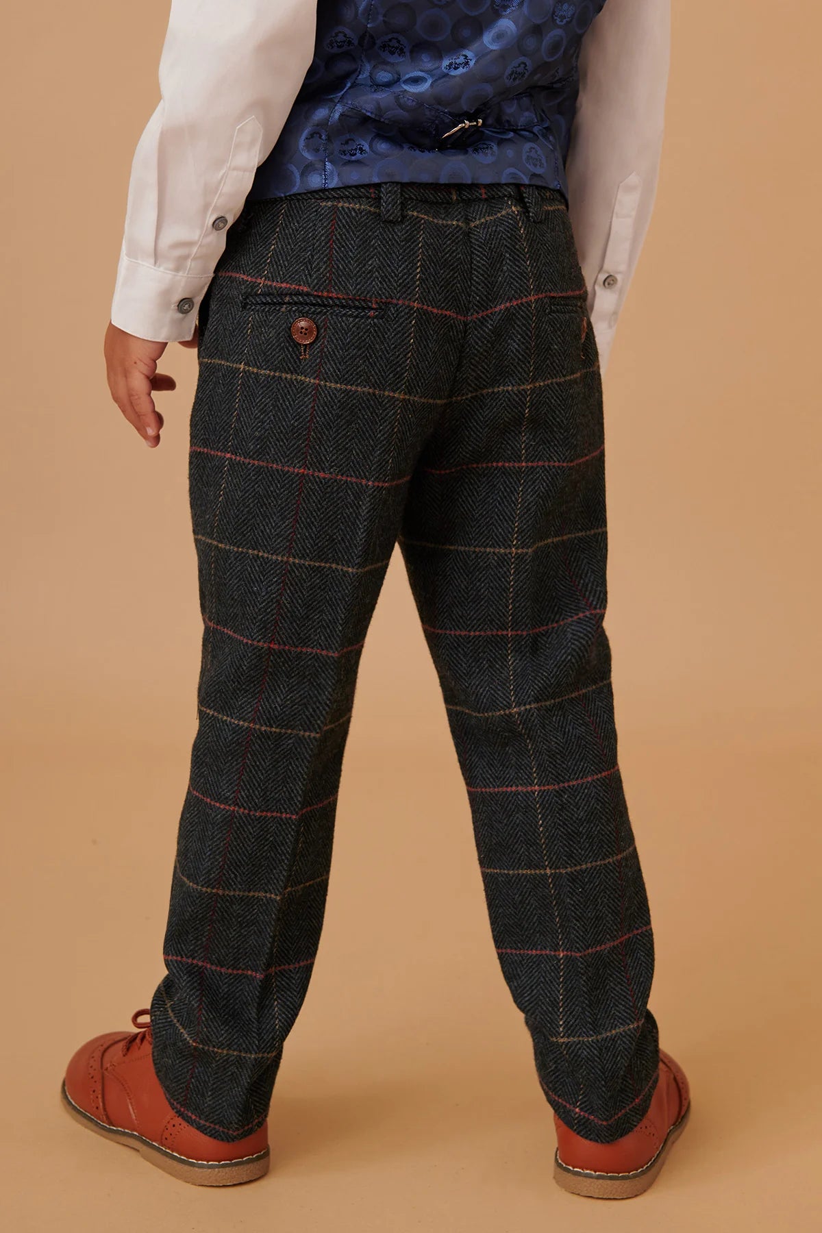 Eton - Children's Navy Blue Tweed Check Three Piece Suit