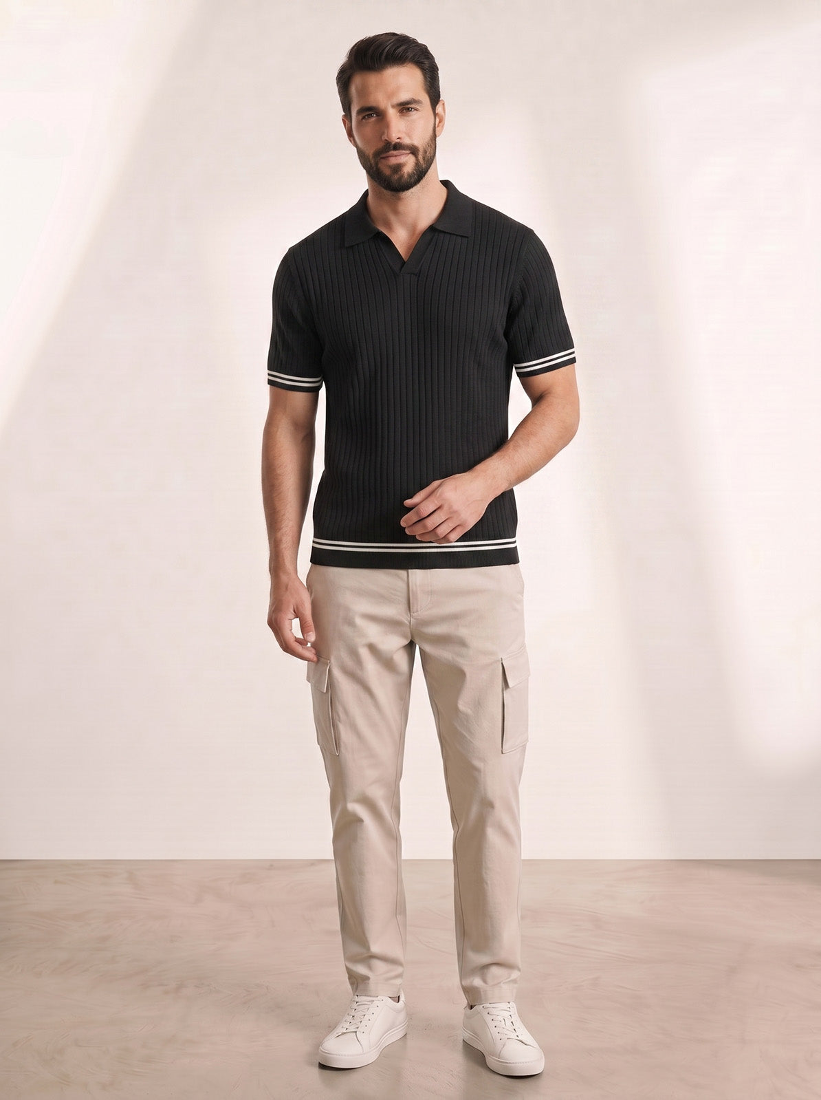 Esquire Contrast Trim Polo – Black