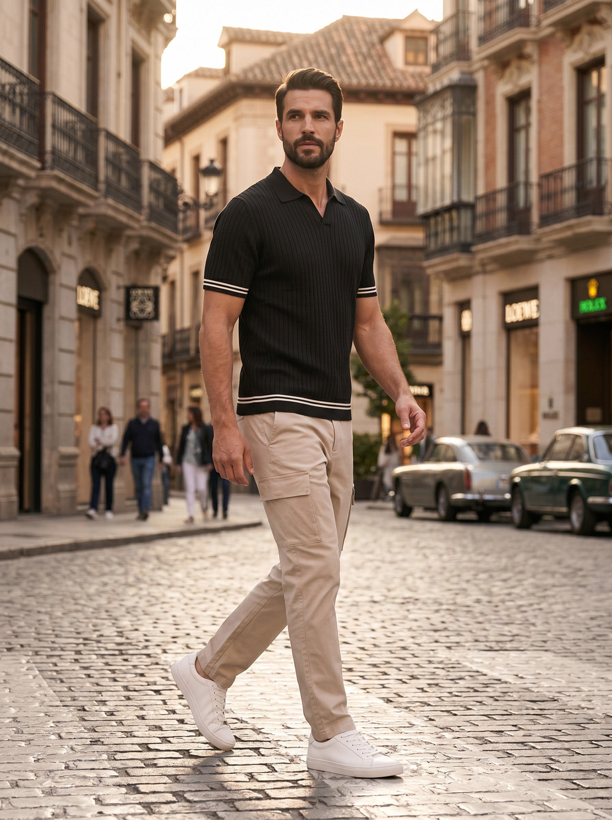 Esquire Contrast Trim Polo – Black