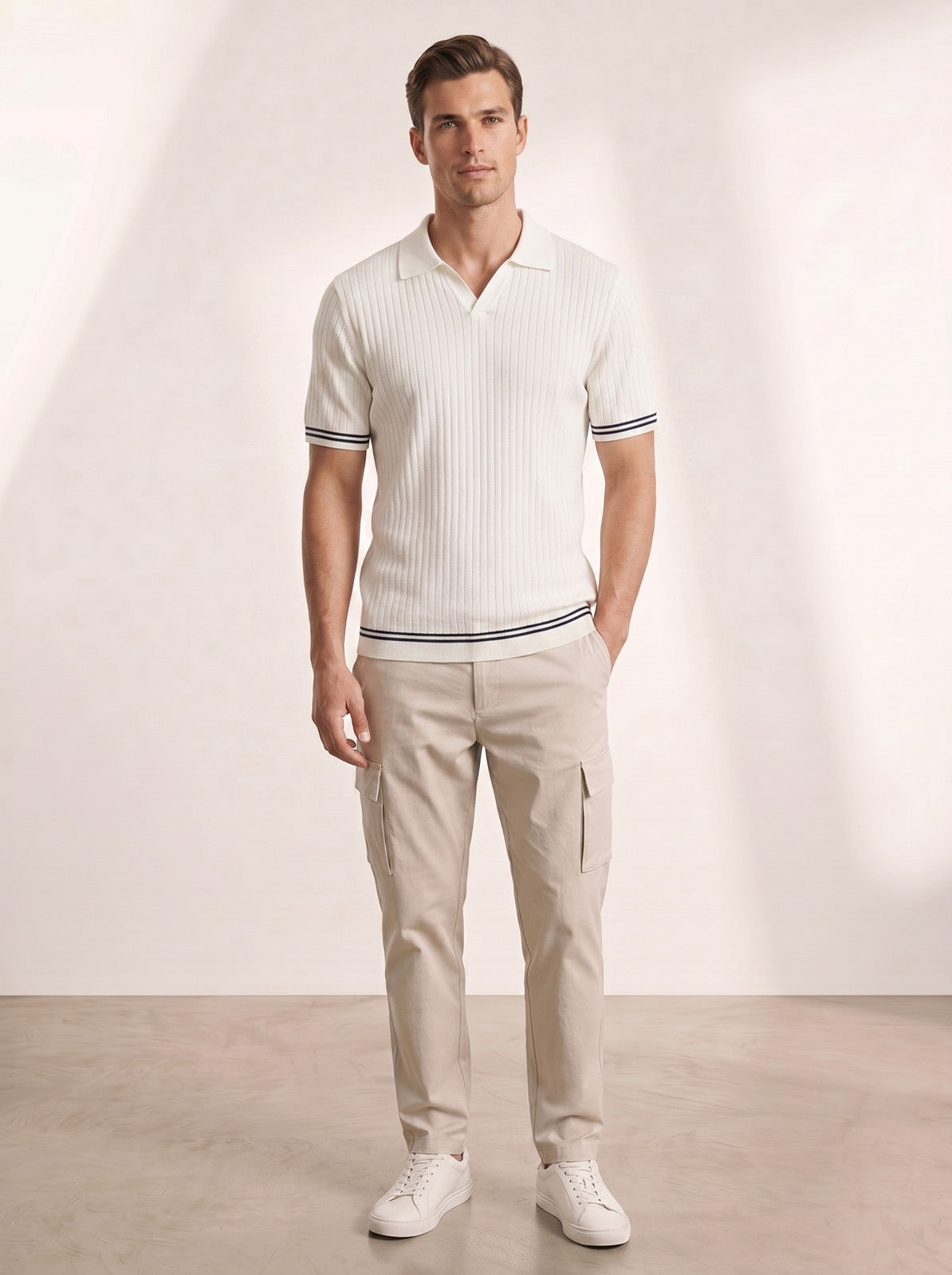 Esquire Contrast Trim Polo – White