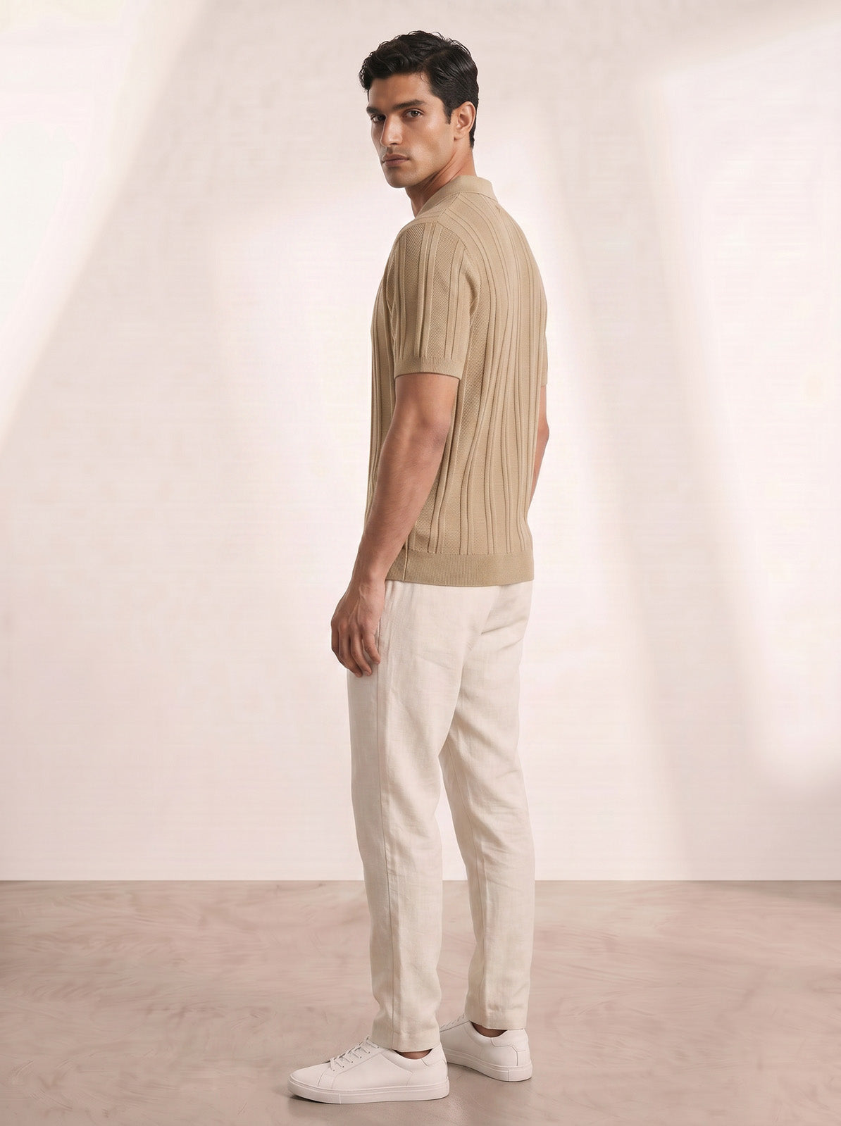 Esquire Ribbed Polo – Camel