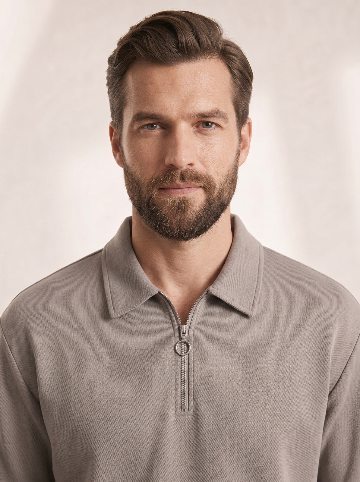 Esquires Quarter Zip Polo and Trousers set - Brown