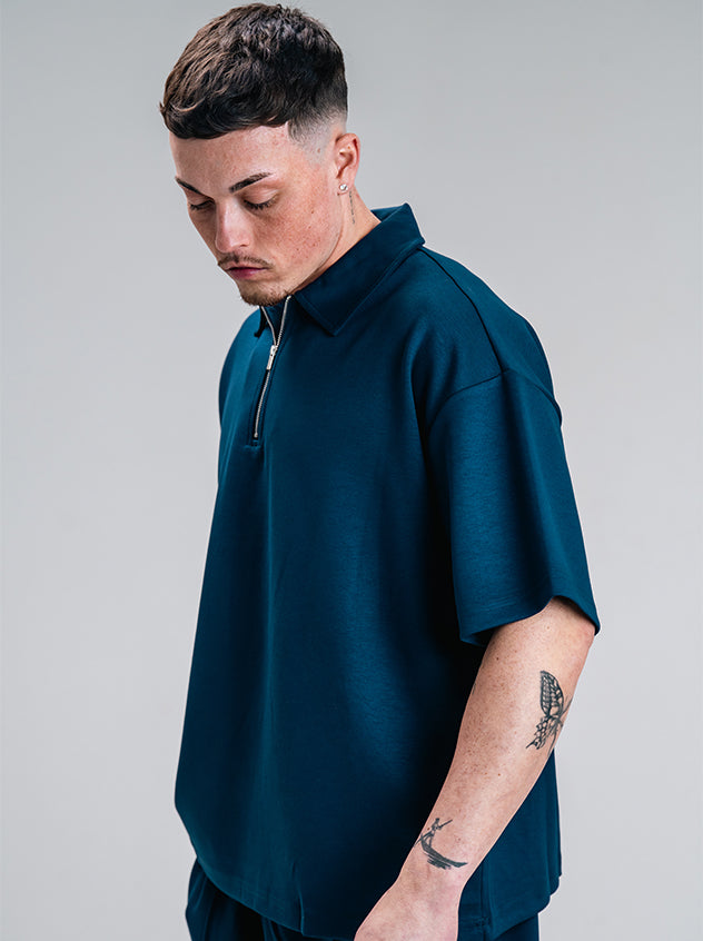 Esquires Quarter Zip Polo and Trousers set - Navy