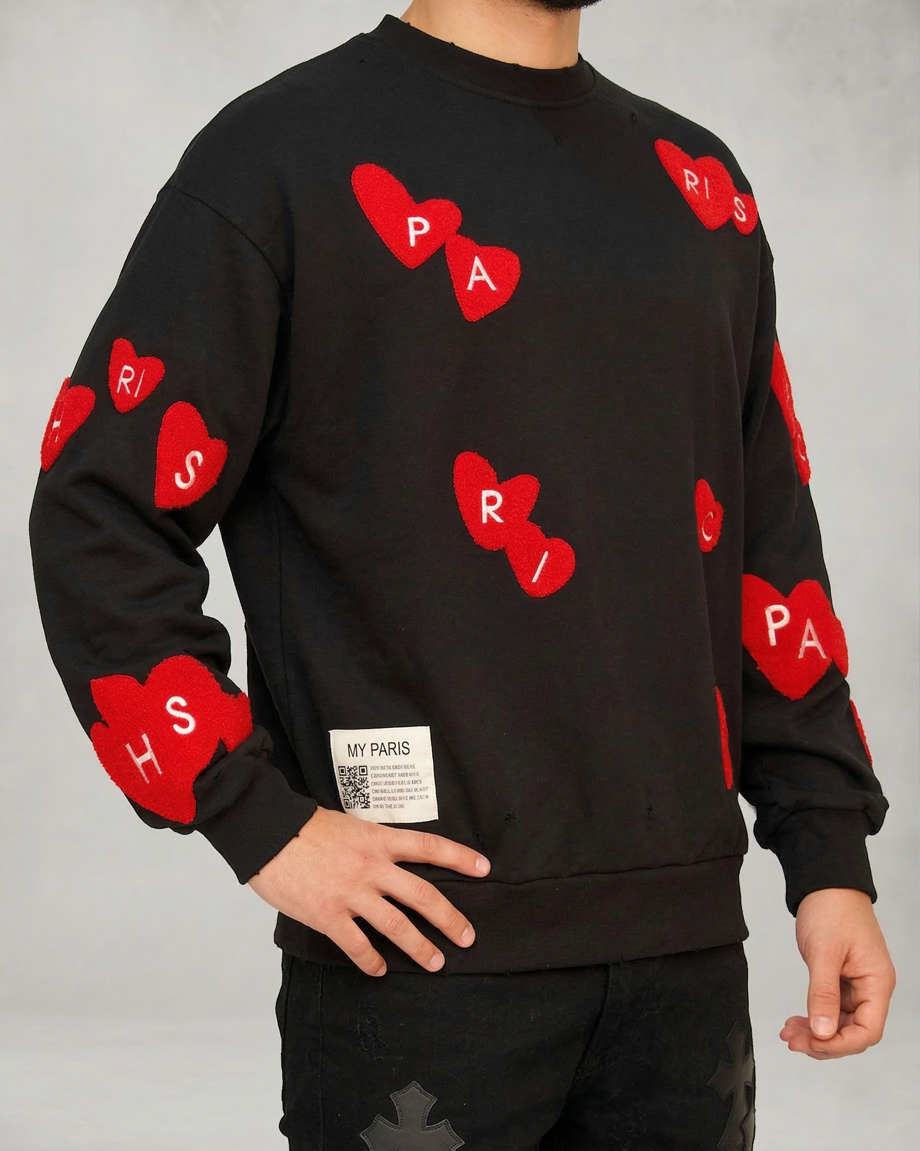 Paris Heart Patch Sweatshirt