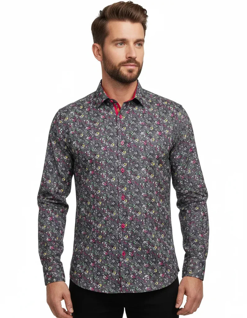 Makrom Fuchsia Colourful Floral Print Shirt