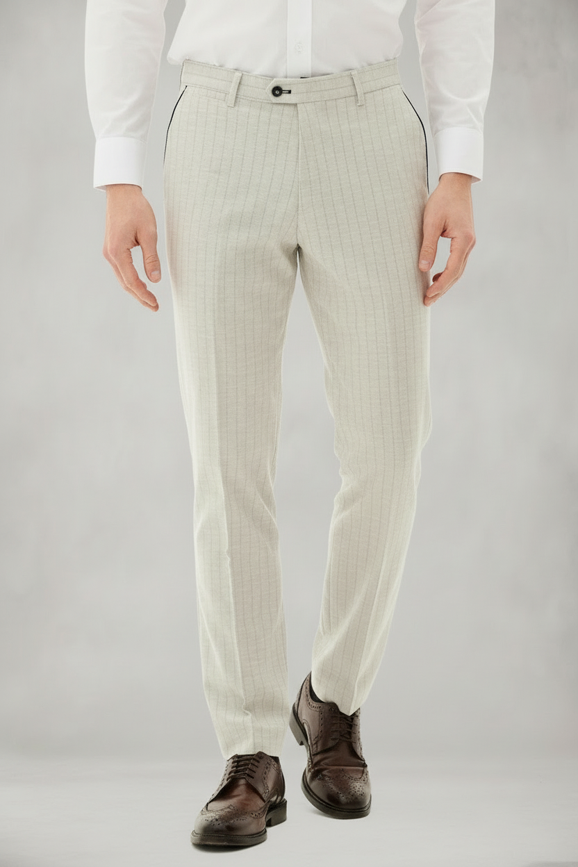 Grant - Stone Pinstripe Double Breasted Suit