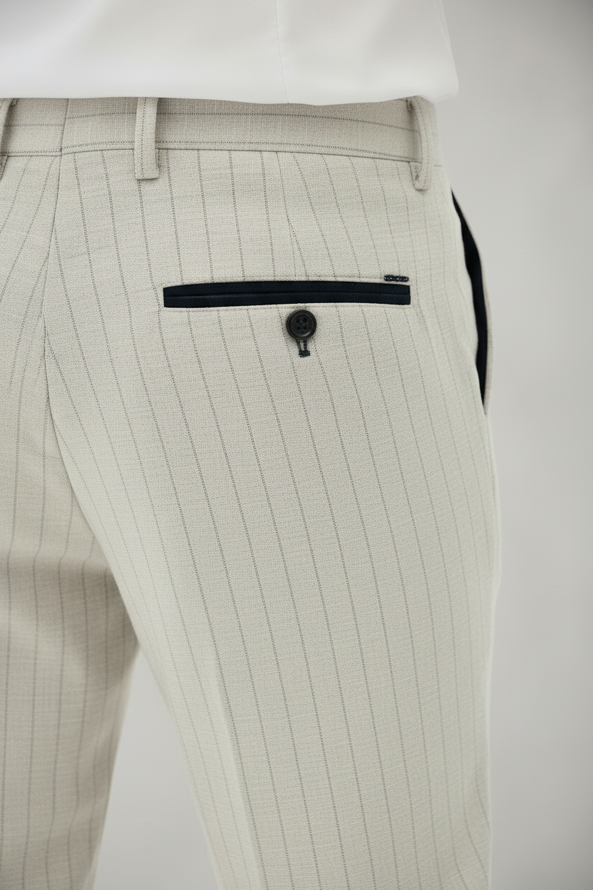 Grant - Stone Pinstripe Double Breasted Suit