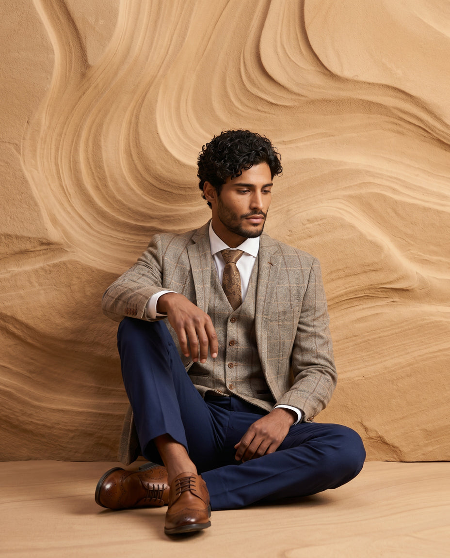 Harris Brown Tweed Suit with Mayfair Navy Trousers