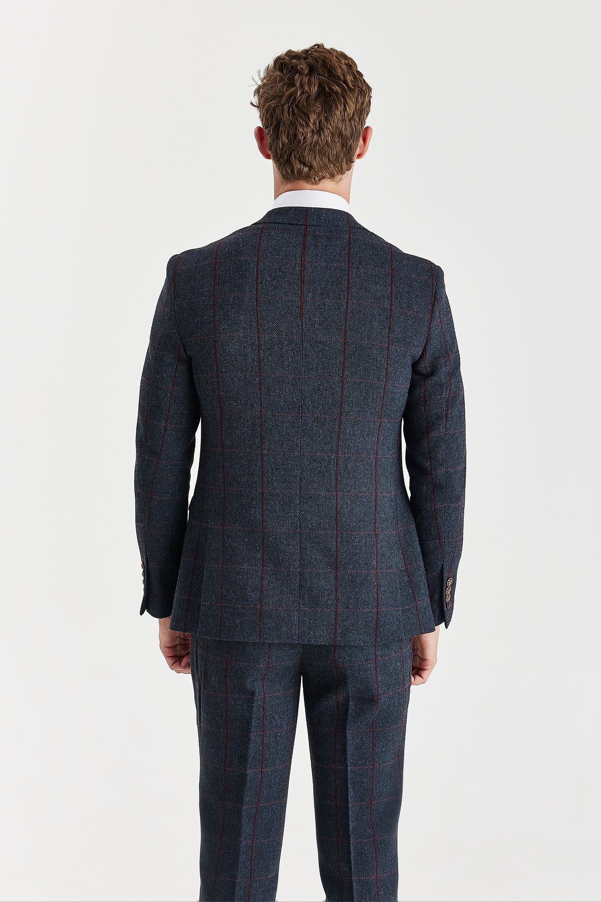 MADRID NAVY TWEED CHECK THREE PIECE SUIT