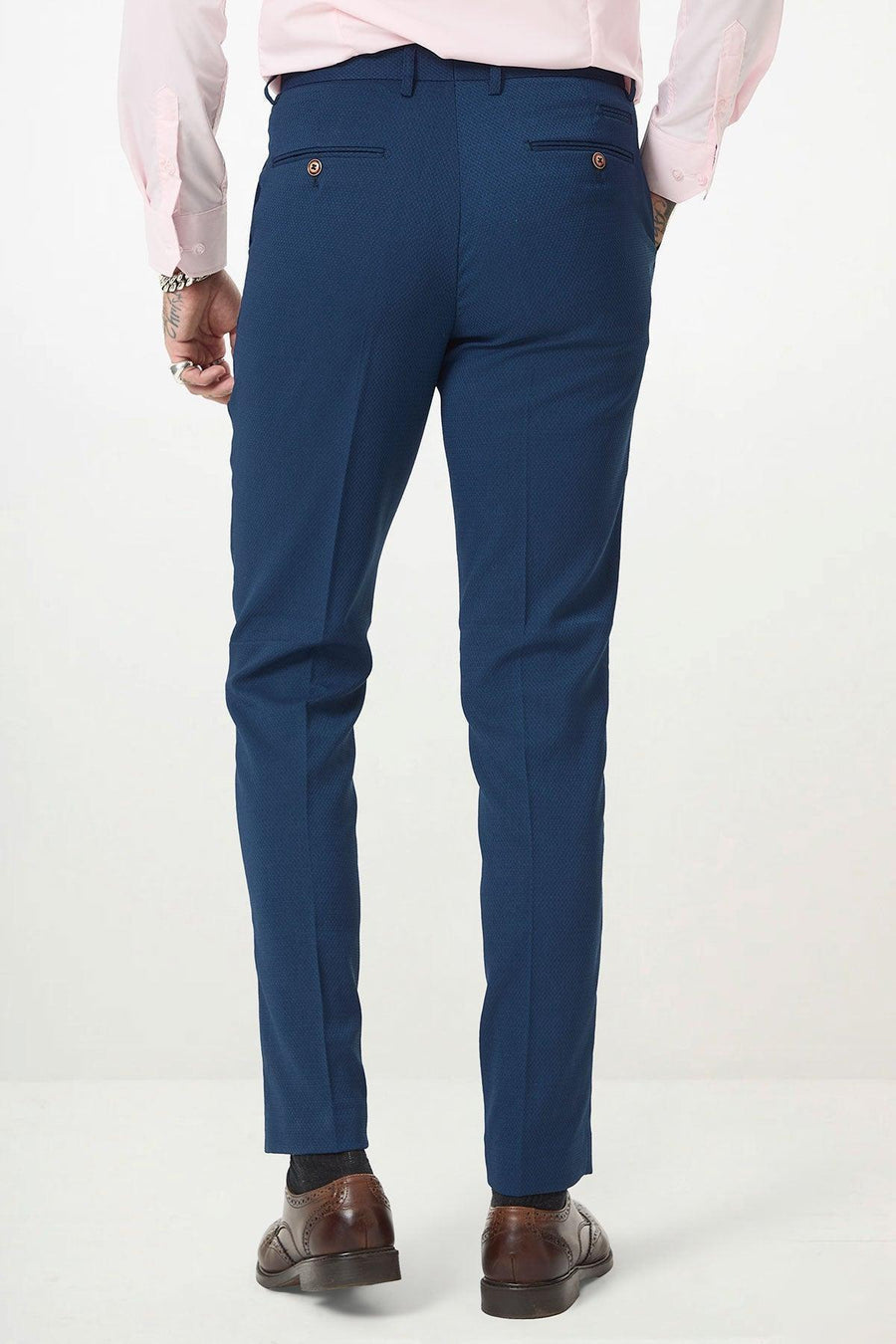 MAX - Royal Blue Trousers With Contrast Buttons