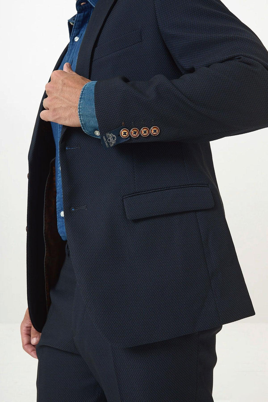 MAX - Navy Blue Blazer With Contrast Buttons