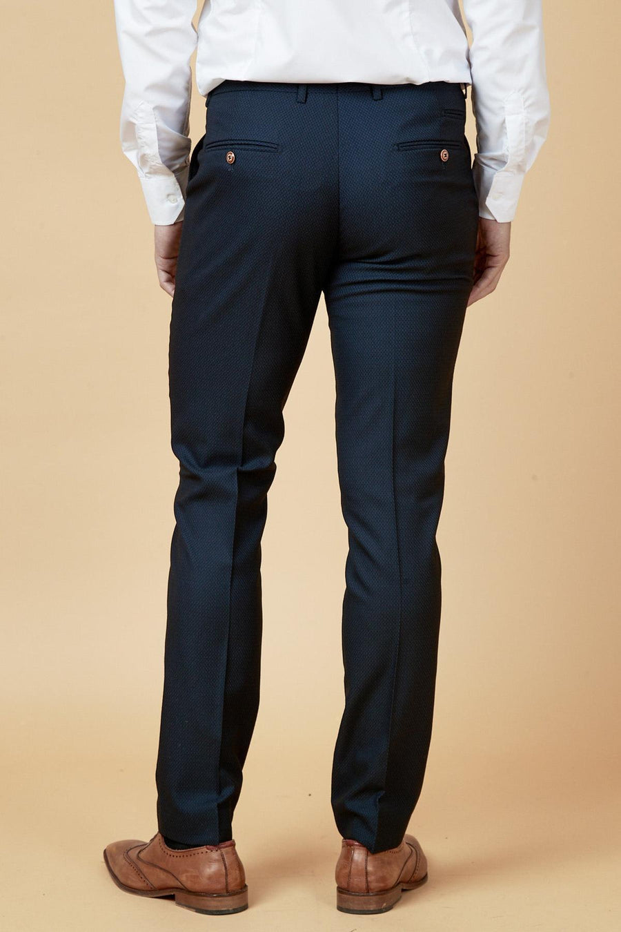 MAX - Navy Blue Trousers With Contrast Buttons