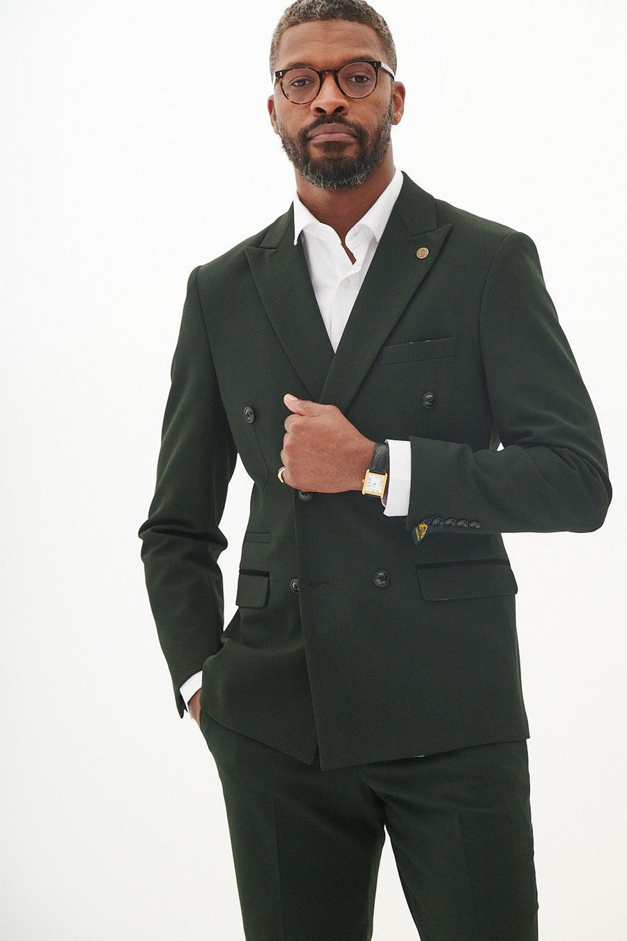 Bromley - Olive Green Double Breasted Two Piece Suit