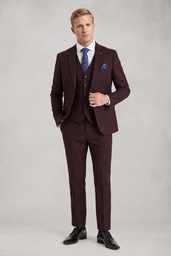 REGENT WINE CHECK THREE PIECE SUIT