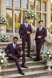 REGENT WINE CHECK THREE PIECE SUIT