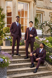 REGENT WINE CHECK THREE PIECE SUIT
