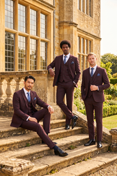 REGENT WINE CHECK THREE PIECE SUIT