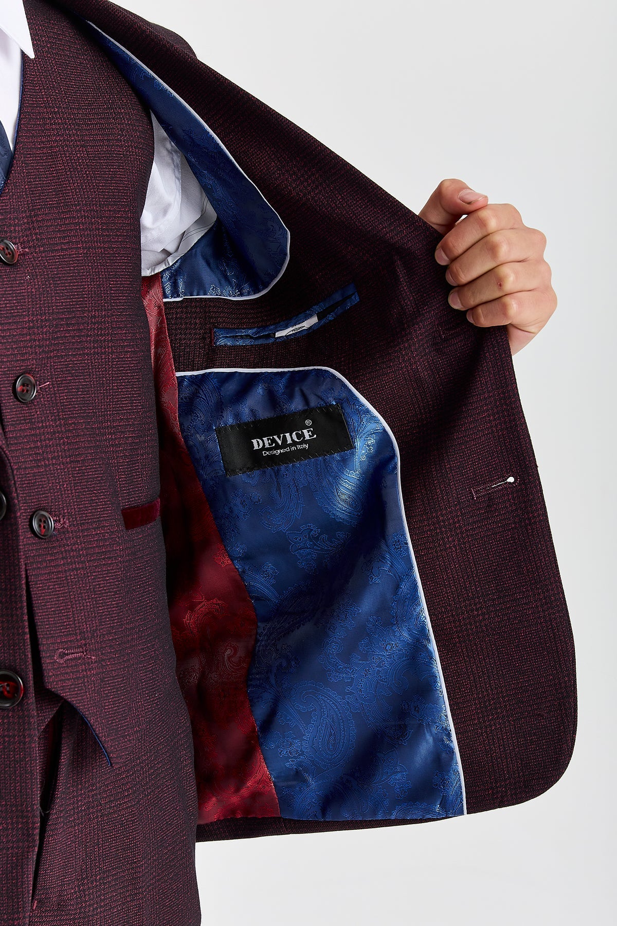 DEVICE - BOY'S REGENT WINE THREE PIECE SUIT