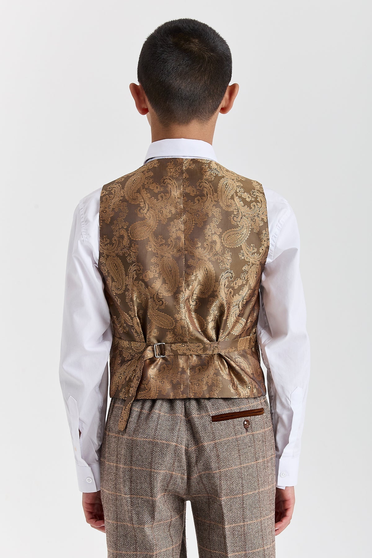 DEVICE - BOY'S HARRIS BROWN THREE PIECE SUIT