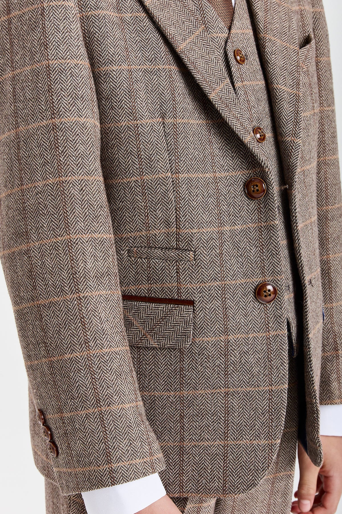 DEVICE - BOY'S HARRIS BROWN THREE PIECE SUIT