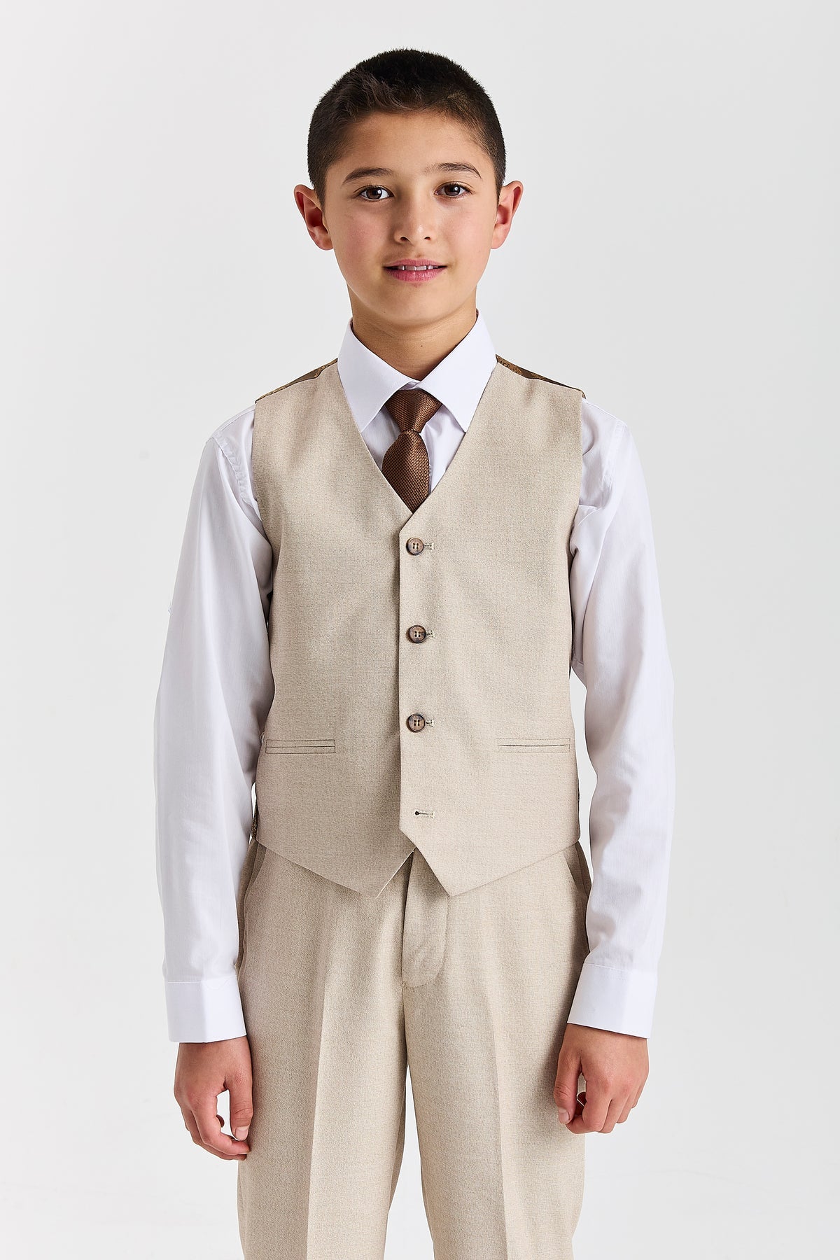 DEVICE - BOY'S BELMONT BEIGE THREE PIECE SUIT