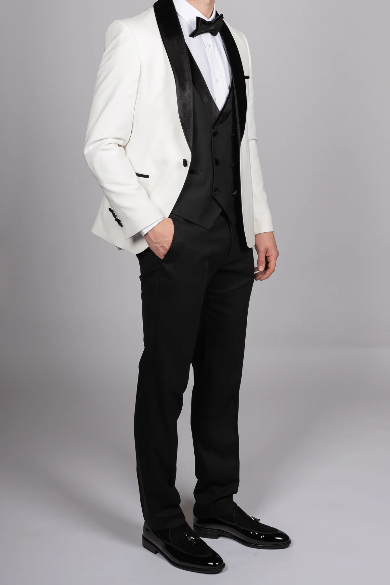 WHITE VELVET SHAWL LAPEL TUX