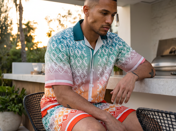 Multi Gradient RC Monogram Shirt & Short Set