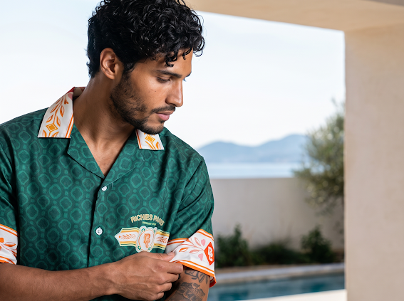 Green RC Monogram Resort Shirt & Short Set
