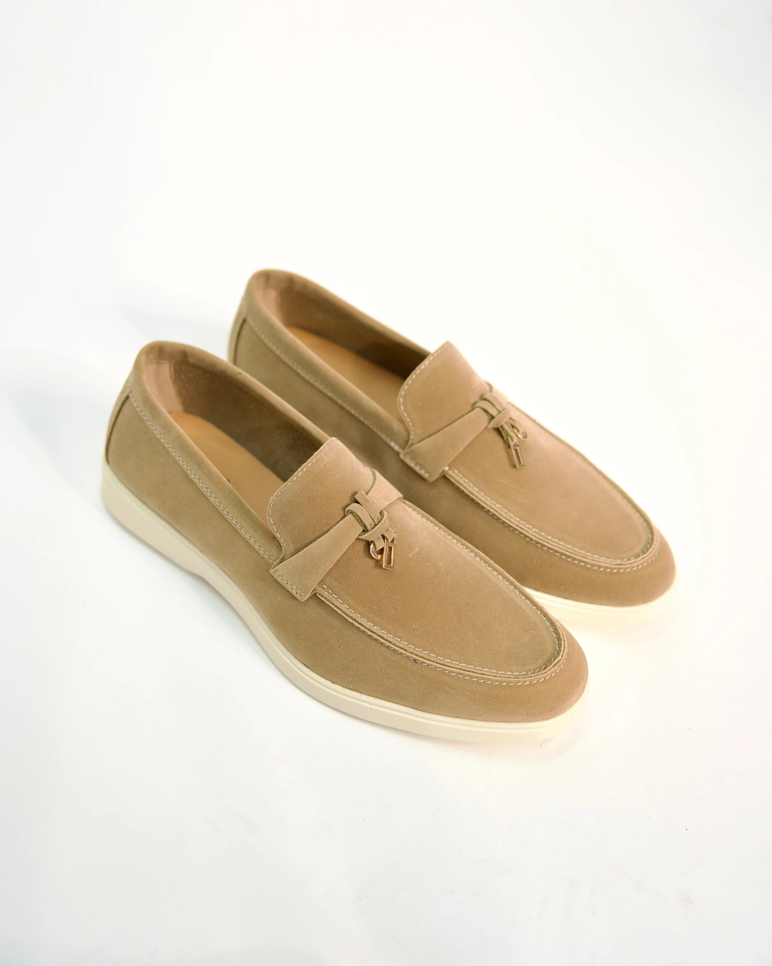 Velvet Loafers with Tassel and Metal Charm