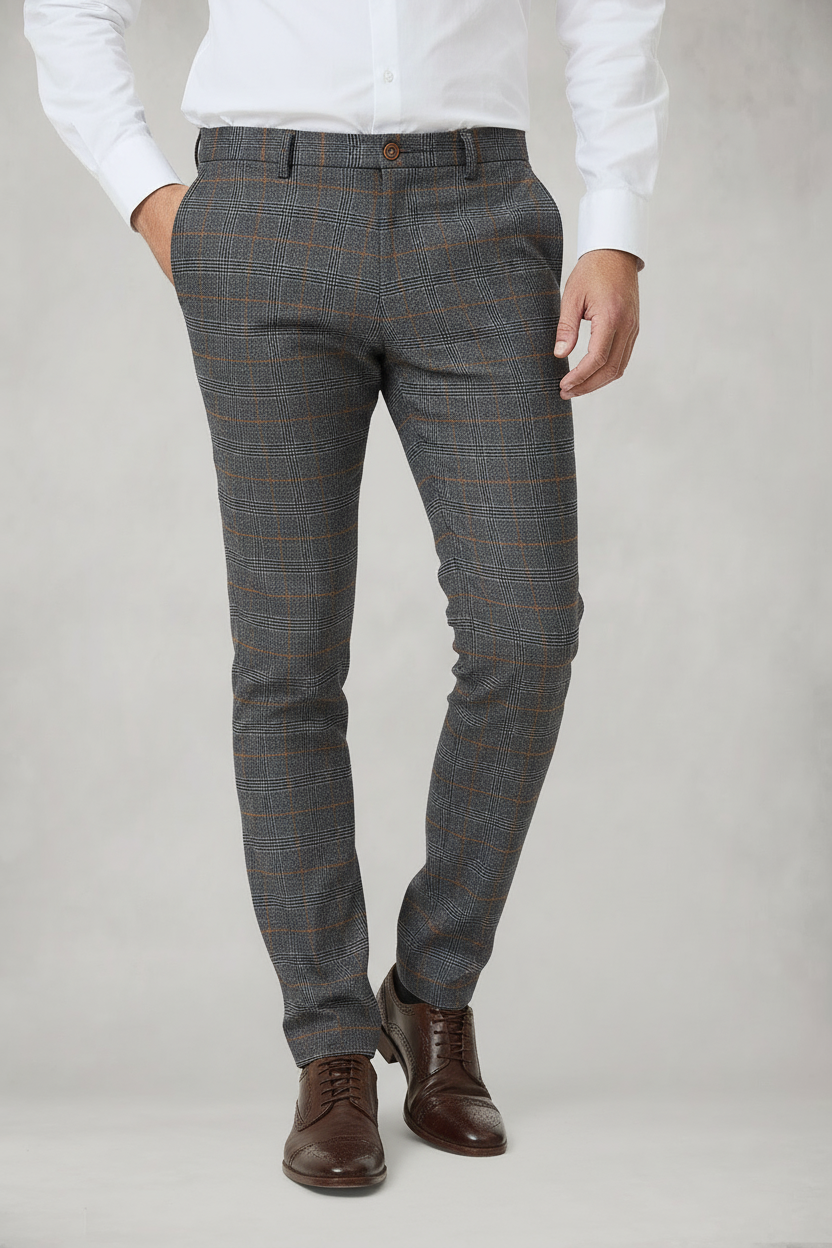 Jenson - Grey Check Trousers