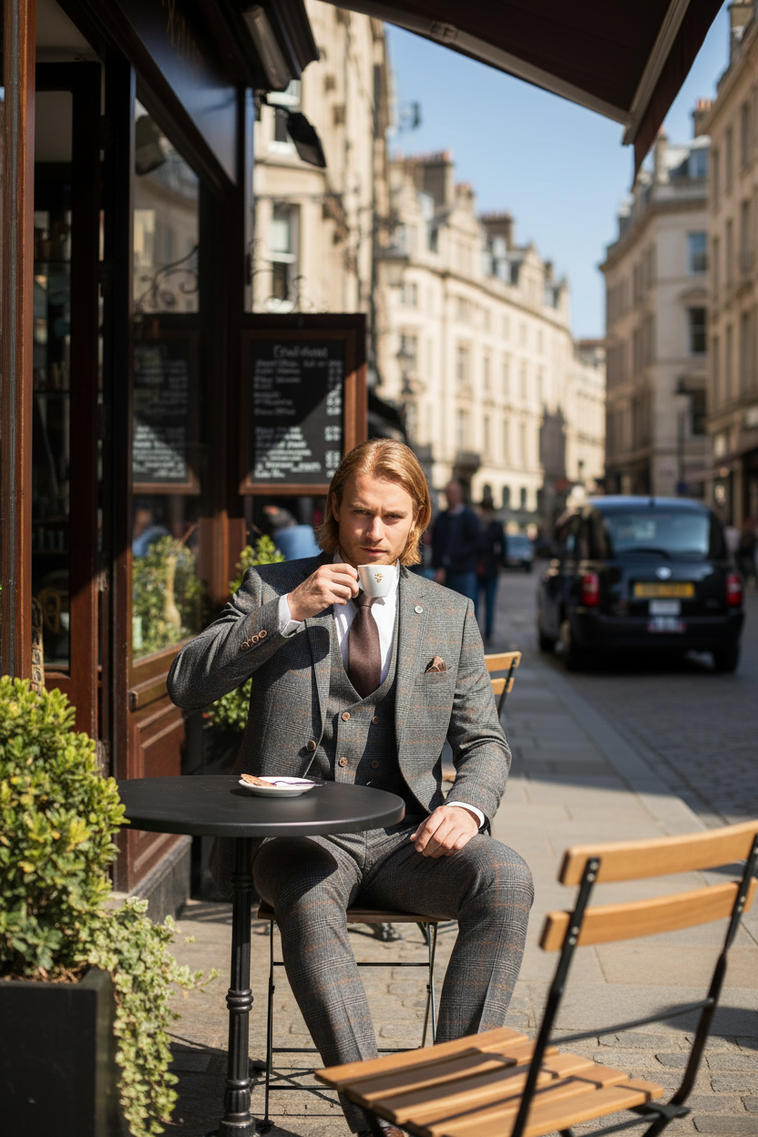 Jenson - Grey Check Suit With Double Breasted Waistcoat