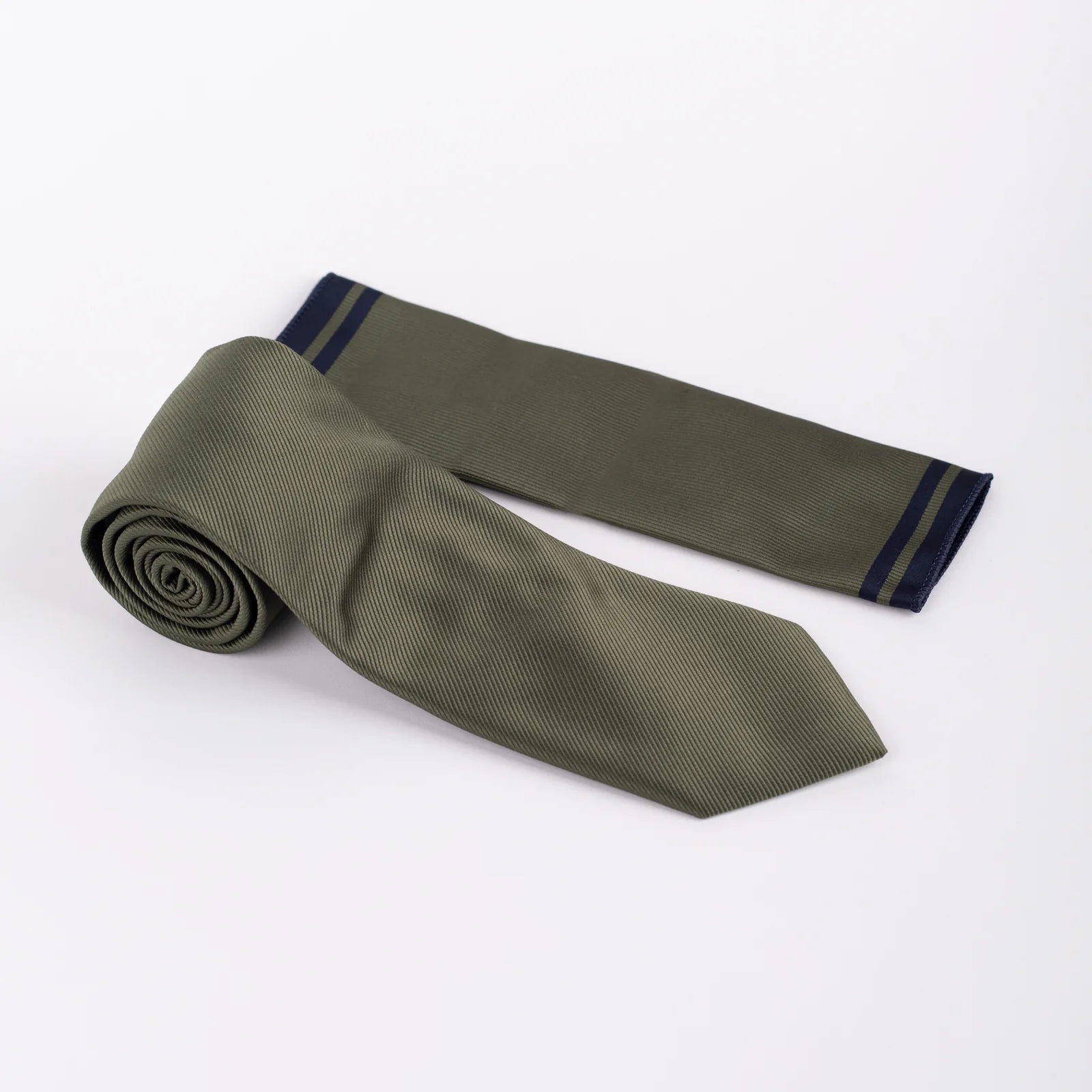 Diagonal Striped - Tie & Pocket Square Set in Khaki Green