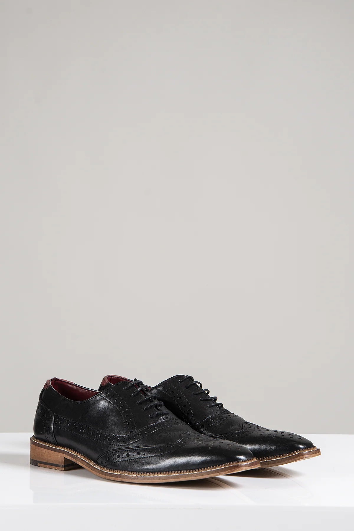 Larkin - Black Leather Brogue Shoe