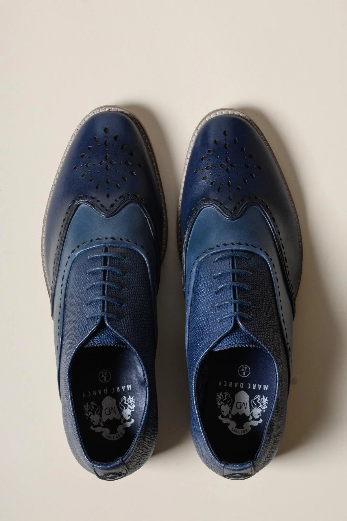 Ryan - Navy Blue Leather Wingtip Brogue Shoe
