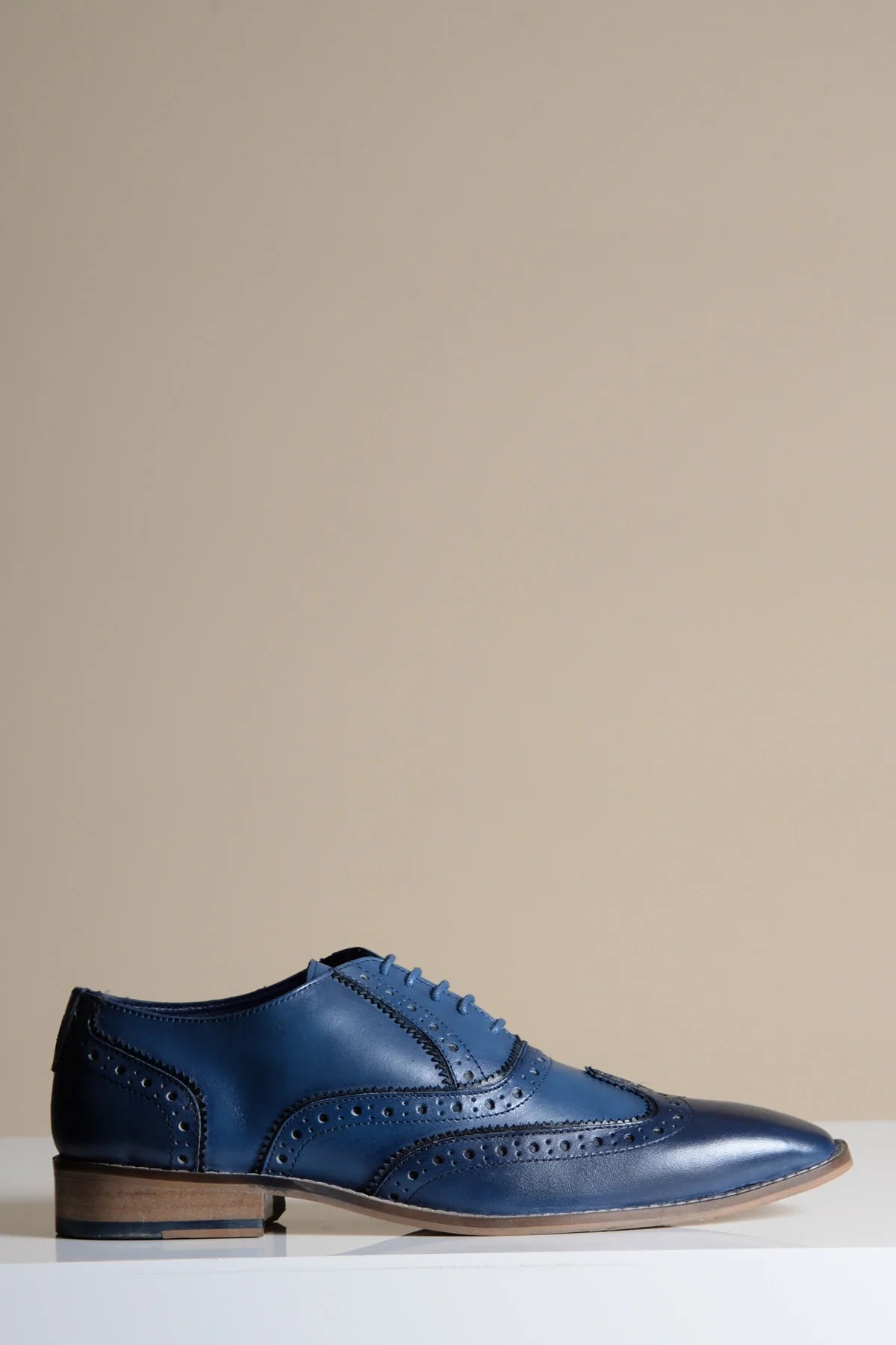 Marco - Navy Blue Leather Wingtip Oxford Shoe
