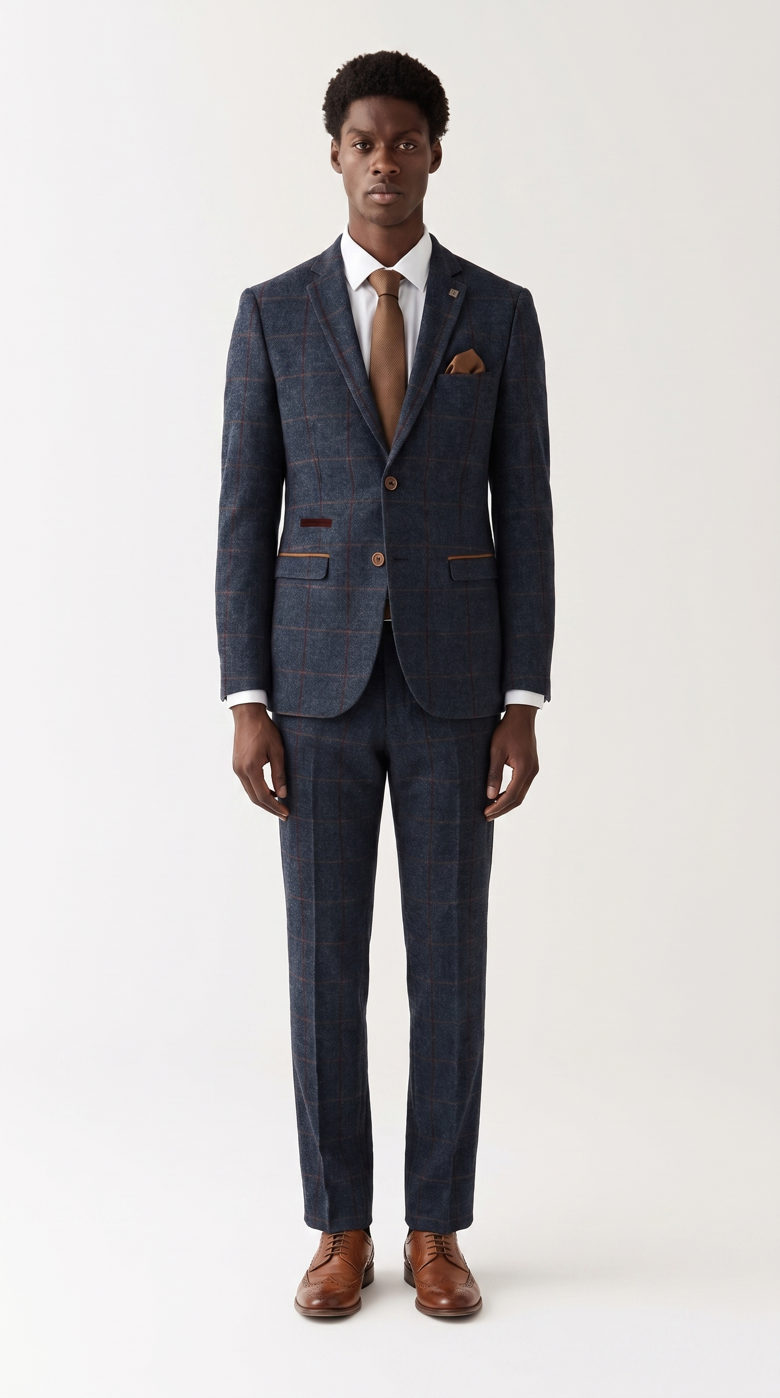Madrid Navy Tweed Check Two-Piece Suit