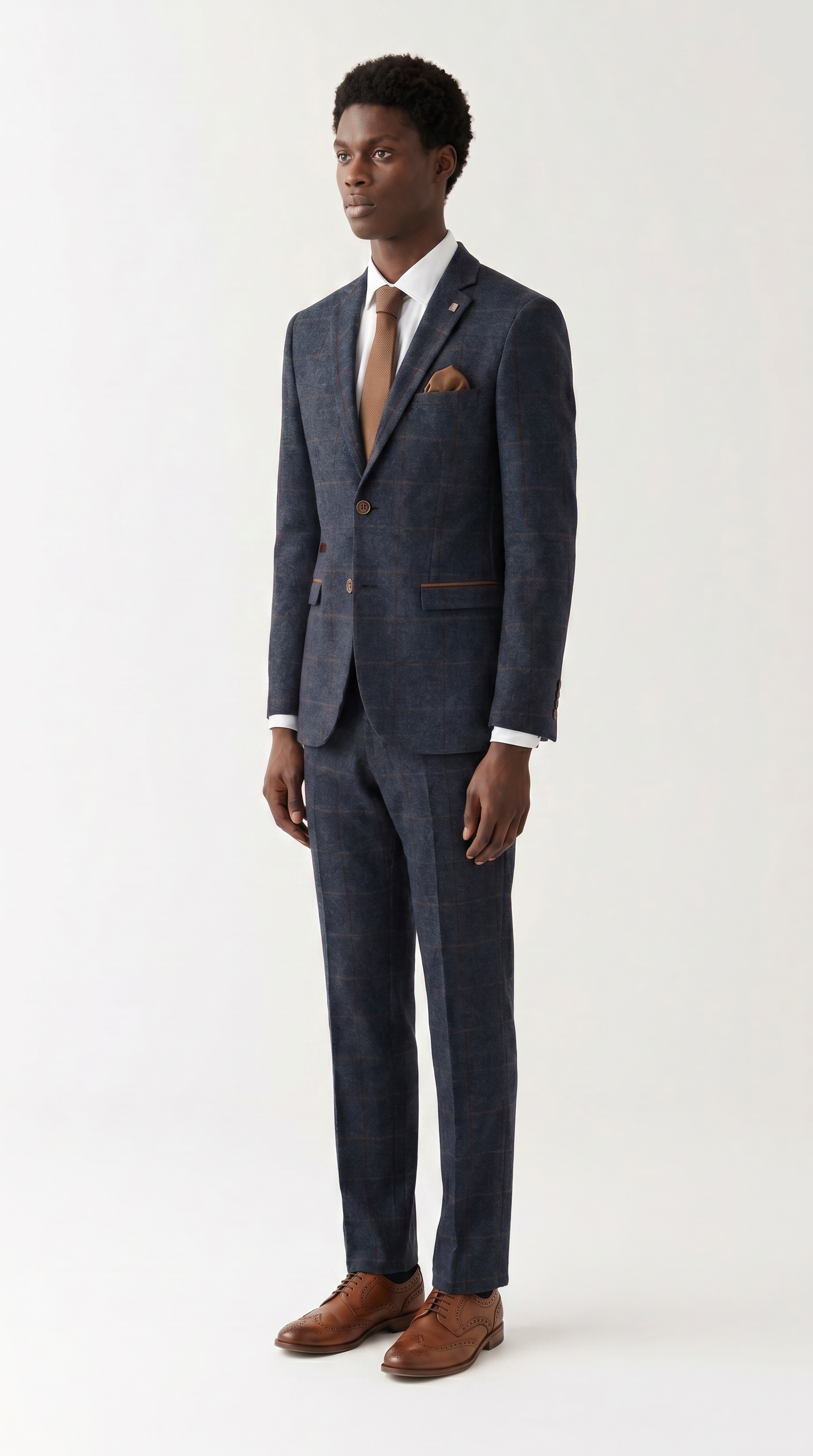 Madrid Navy Tweed Check Two-Piece Suit