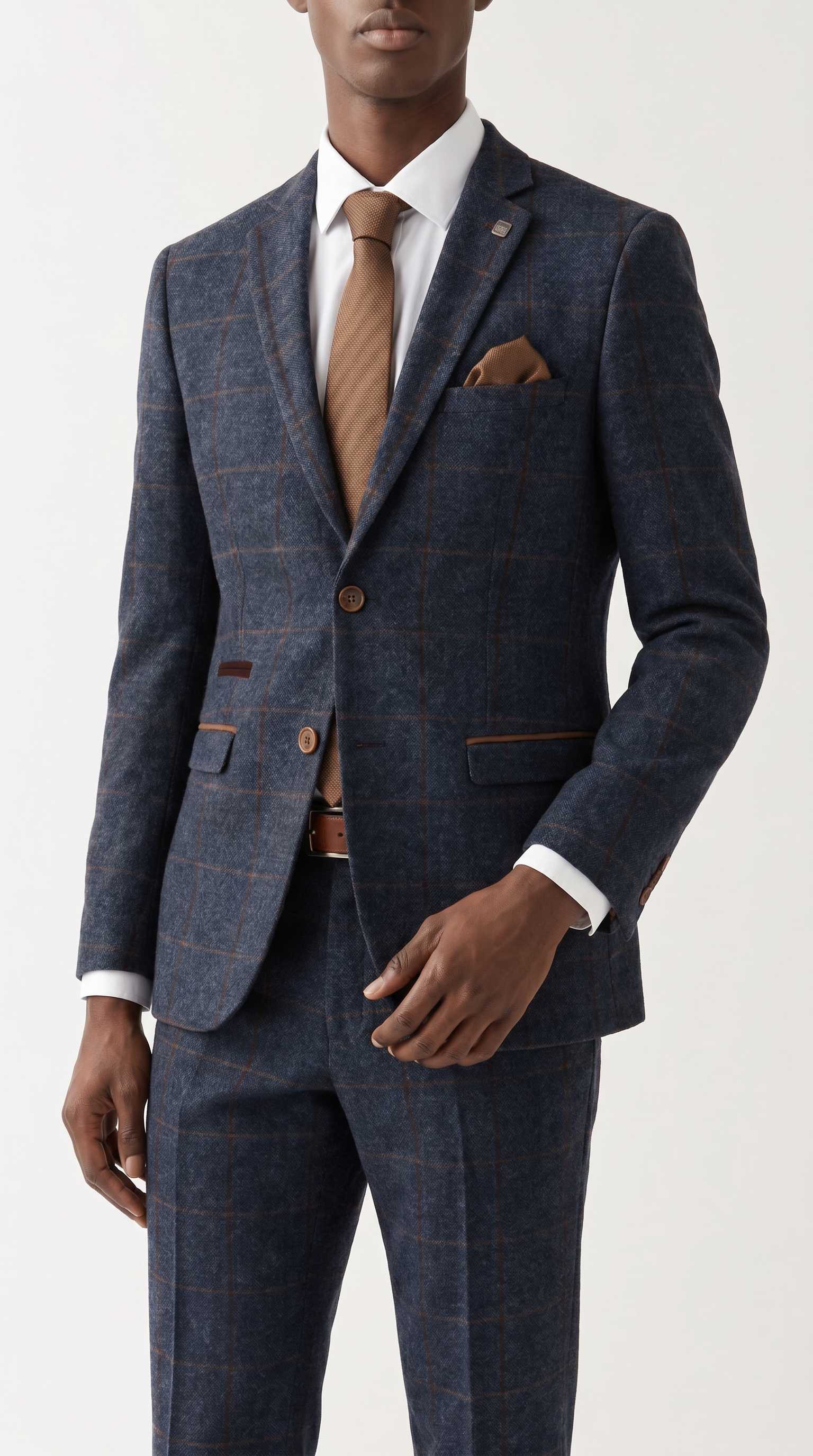 Madrid Navy Tweed Check Two-Piece Suit