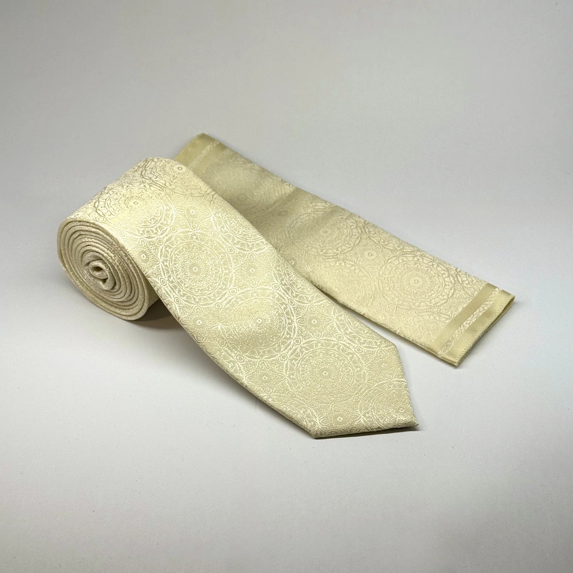 Mandala - Tie & Pocket Square Set in Stone