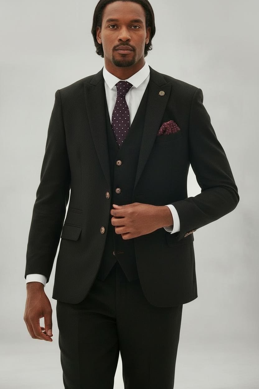 Max - Black Blazer With Contrast Buttons