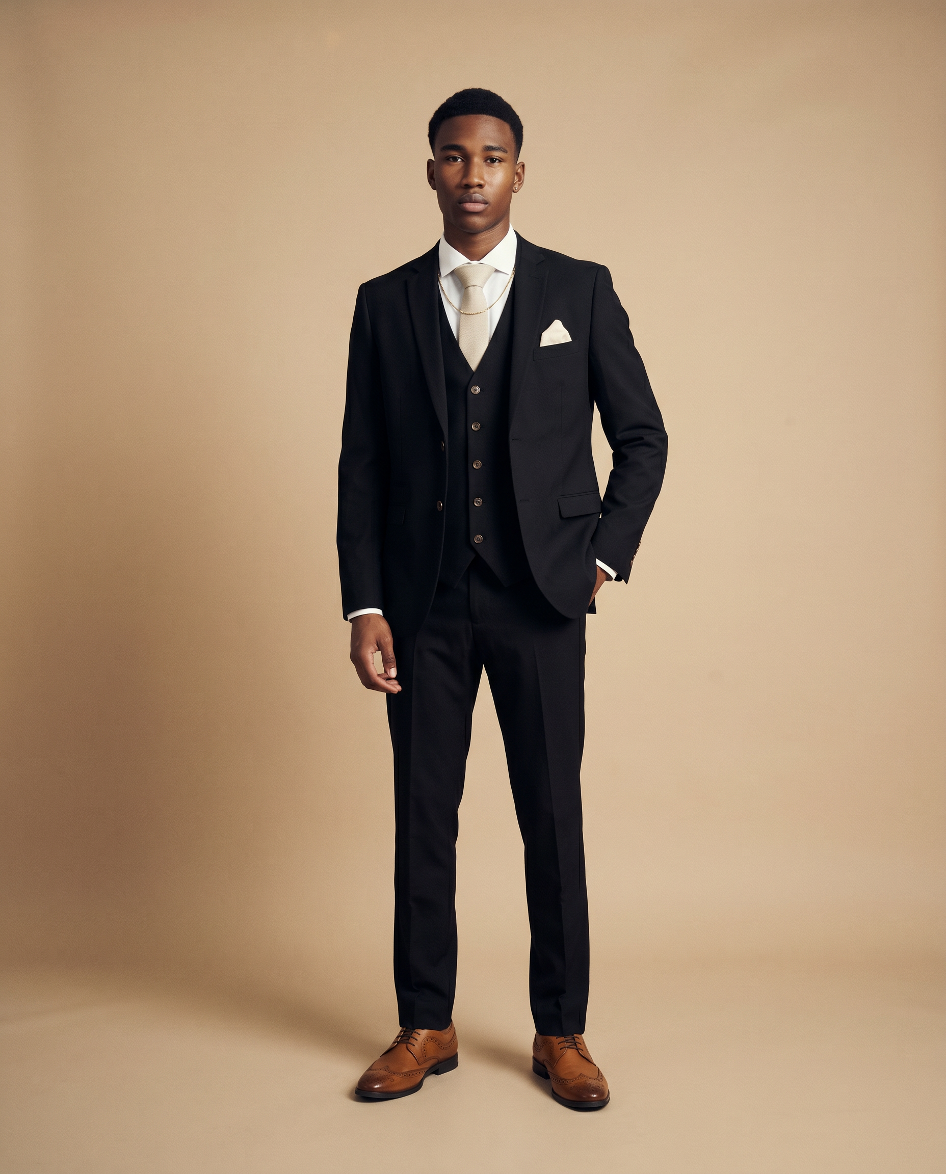 Mayfair - Black Textured Three Piece Prom Suit