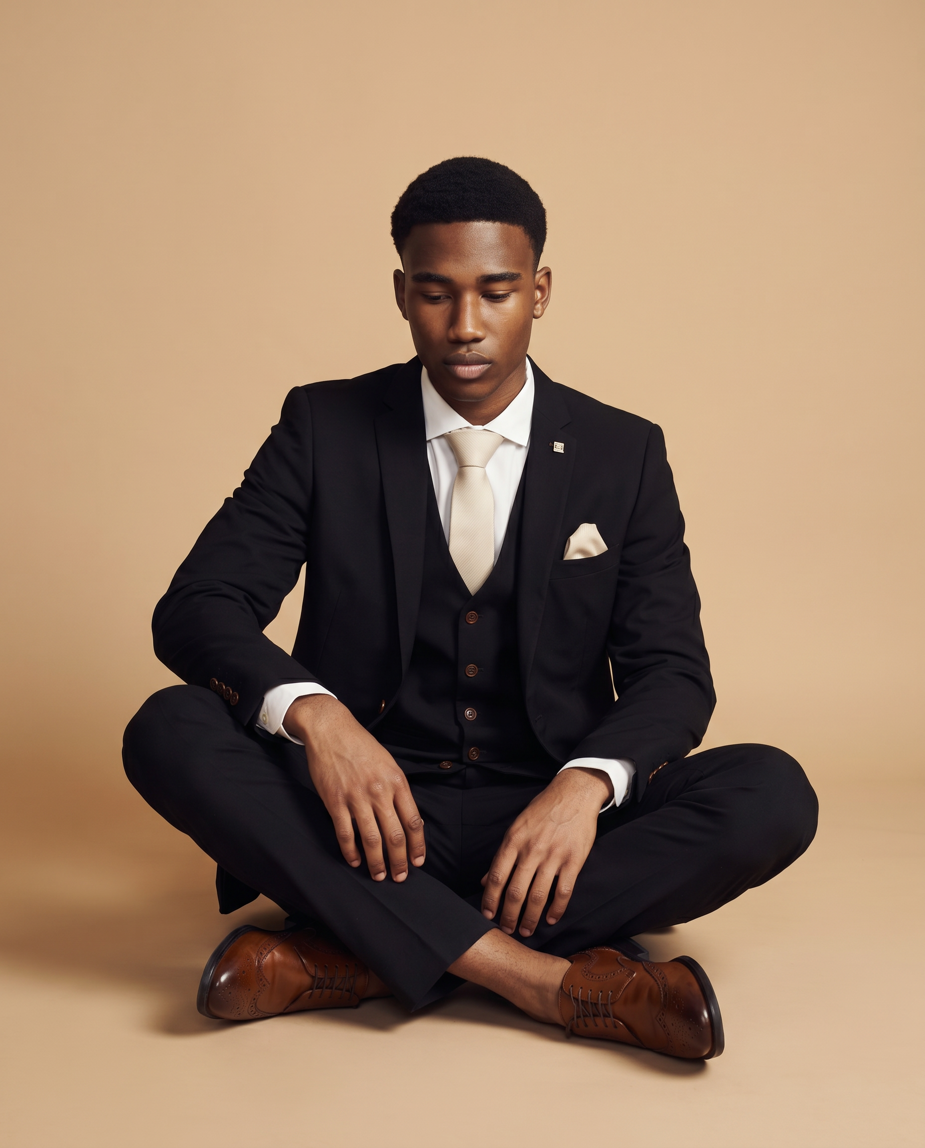 Mayfair - Black Textured Three Piece Prom Suit