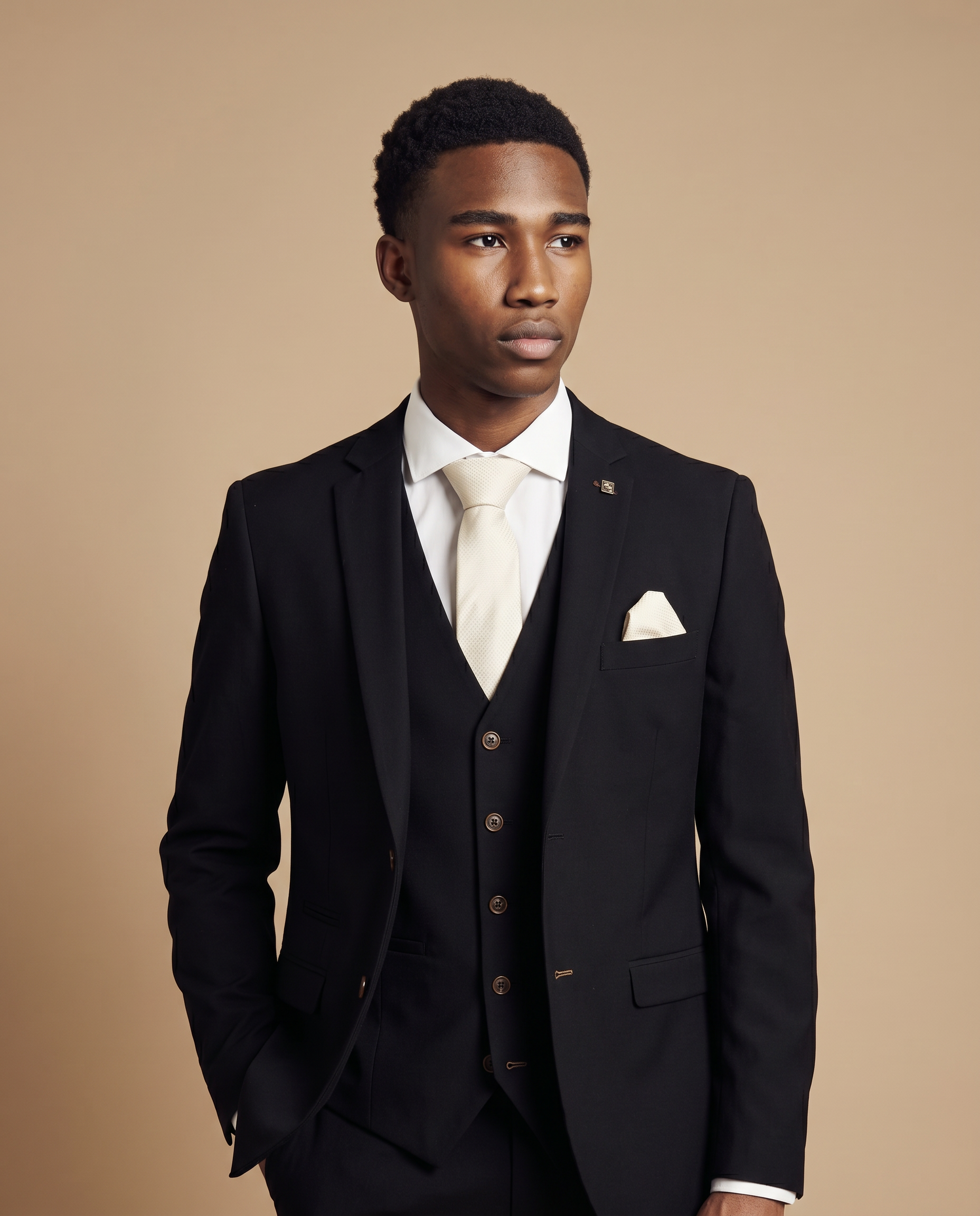 Mayfair - Black Textured Three Piece Prom Suit