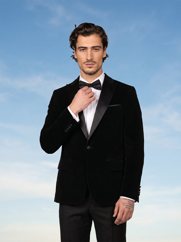Esquire - Black Lightweight Velvet Tuxedo Blazer