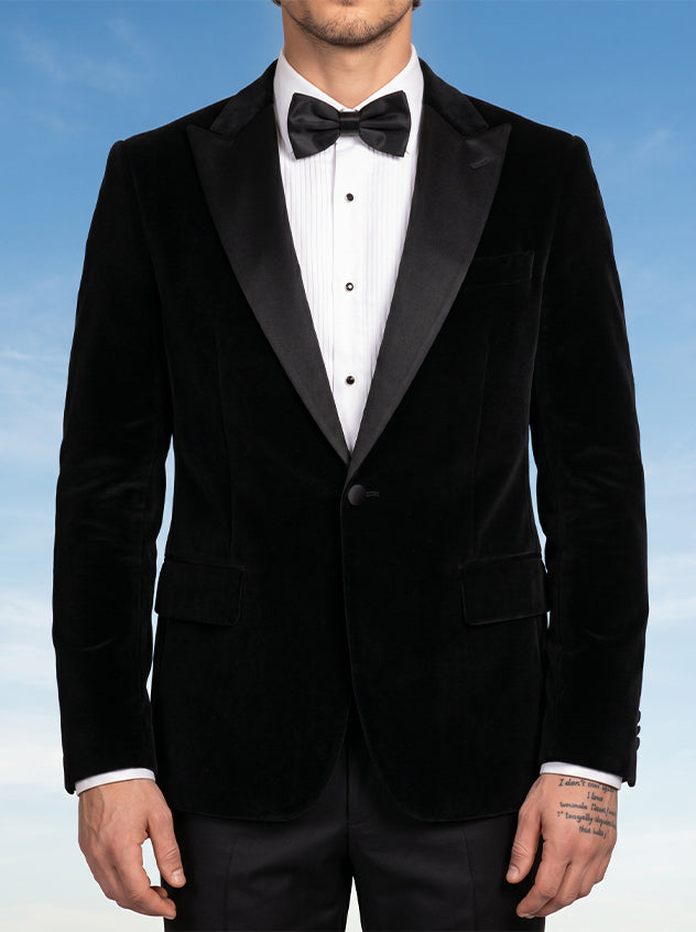 Esquire - Black Lightweight Velvet Tuxedo Blazer