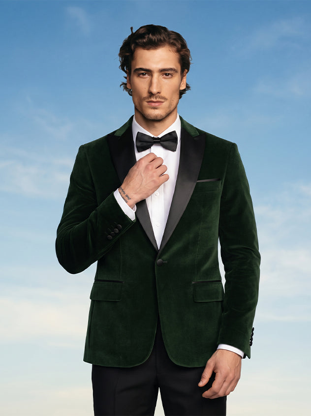 Esquire - Green Lightweight Velvet Tuxedo Blazer