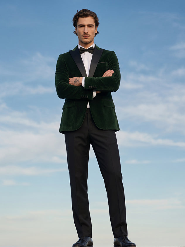 Esquire - Green Lightweight Velvet Tuxedo Blazer