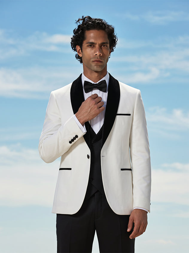 Esquire - White Lightweight Velvet Tuxedo Blazer